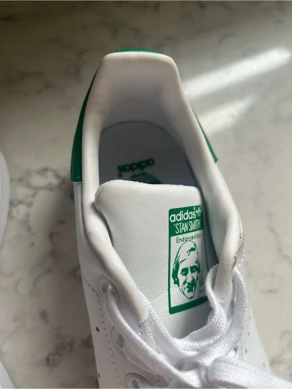 adidas Kids White Sneakers with Green Heel Tab